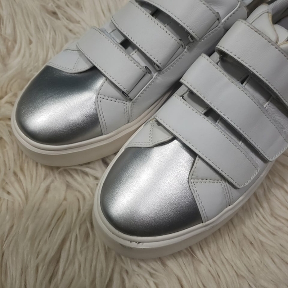 Geox Silver-Accented White Leather Sneakers 10.5 - Picture 6 of 6